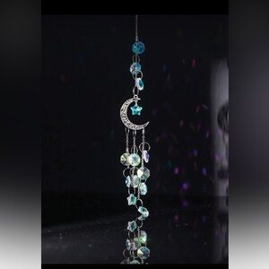 Silver and Blue Star Moon Pendant Hanging decor nwt
